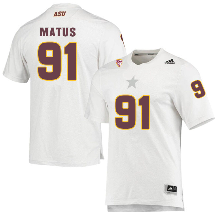Men #91 Michael MatusArizona State Sun Devils College Football Jerseys Sale-White